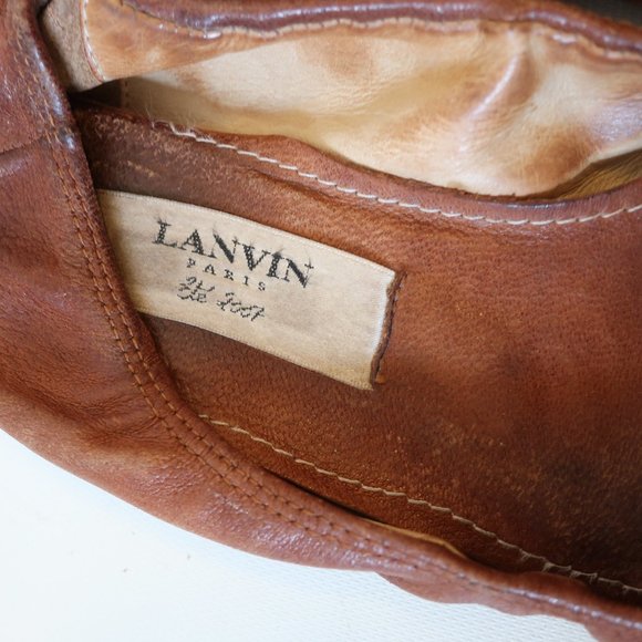 LANVIN BROWN LEATHER BALLET FLATS 6 * - Picture 8 of 9